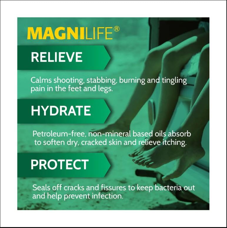 MagniLife DB Pain Relieving Foot Cream, 4 Oz Jar (2 Pack) Calming Relief for Burning, Tingling, Shooting & Stabbing in Feet & Legs, Moisturizing & Hydrating Foot Cream for Diabetic & Sensitive Skin 2-4oz Jars