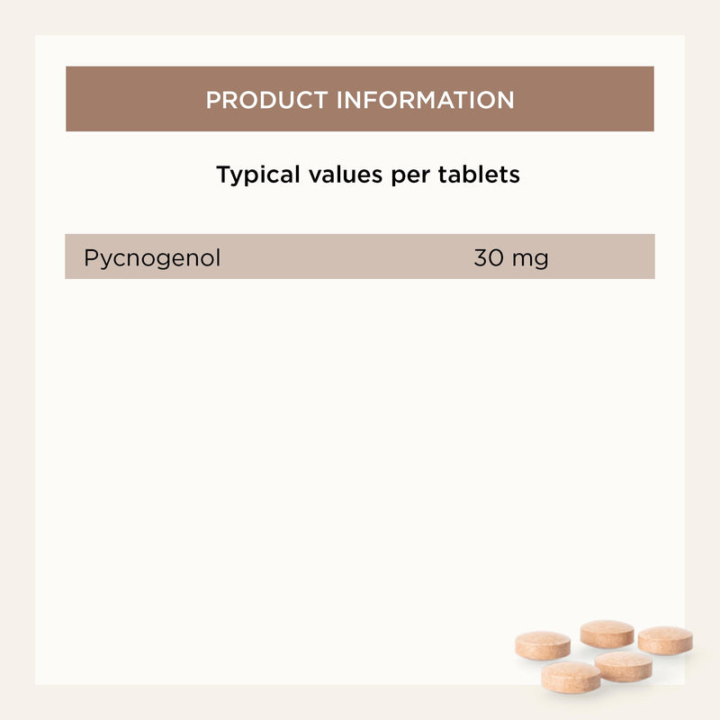 Healthspan Pycnogenol 30mg (60 Tablets) | French Maritime Pine Bark Extract | Providing Naturally Powerful Bioflavonoids | No Pesticides and No Herbicides | Vegan