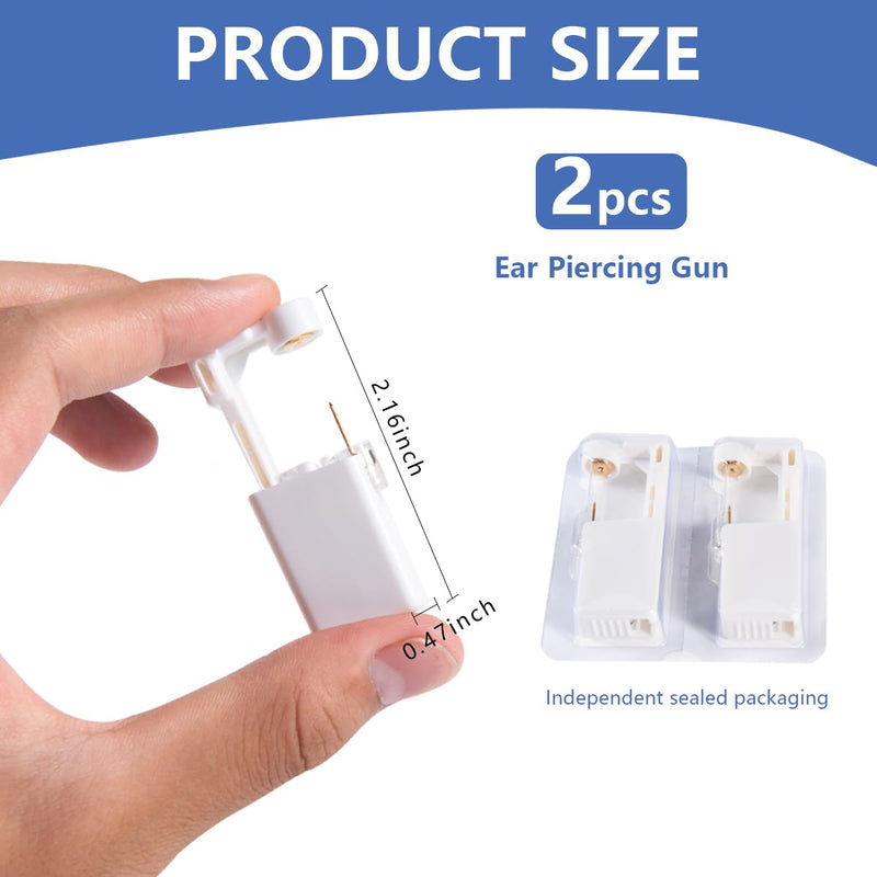 [Australia] - Ear Piercing Gun, 2 Pcs Disposable Sterile Ear Nose Piercing Kit Safety Tool With Ear Stud Piercing Kit (Gold) 