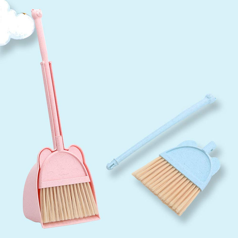 [Australia] - Mini Broom with Dustpan for Kids,Little Housekeeping Helper Set (Pink) 