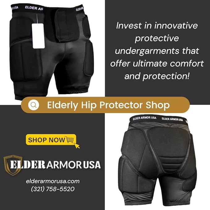 Elder Armor USA: Senior Hip Protection pad That Prevents and Protects The Hip, sit Bone, Tailbone, & Thigh from Injury Due to Fall. Light. Lightweight Breathable Matrial. Unisex Size 38-44
