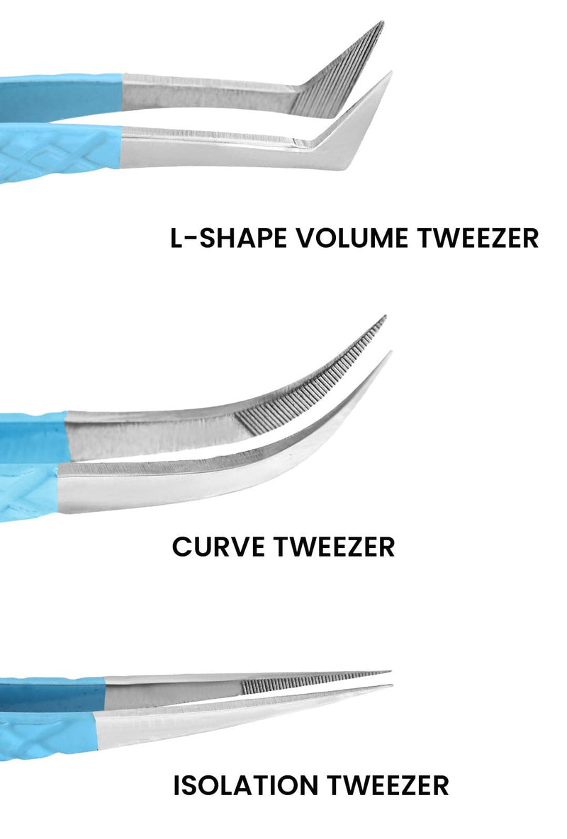 Pack of 3 Professional Fiber Tip Lash Tweezers – Precision Eyelash Extension Tweezers (FIROZI) Caramel