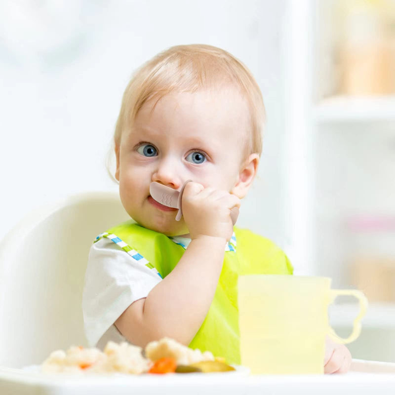 [Australia] - PandaEar 6 Pack Silicone Baby Spoons and Fork Feeding Set- Anti-Choke First Self Feeding Utensils for Baby Led Weaning Ages 3 Months 