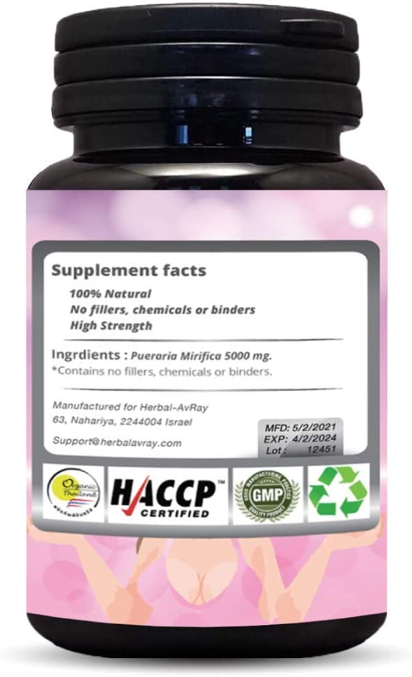 [Australia] - Max Strength Pueraria Mirifica 5000mg - Breast Growth, Bust Enlargement, Firm Body, Breast Enhancement Pills - Body Augmentation, Vaginal Health, Menopause Relief, Skin and Hair Health 