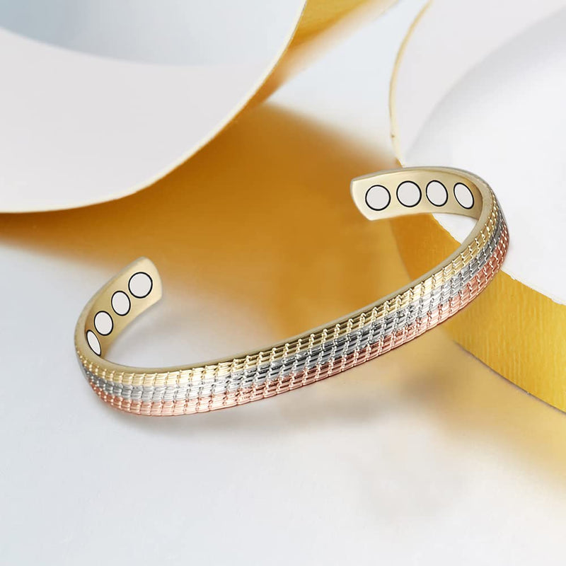 [Australia] - Copper Bracelet for Women for Arthritis, 6.5'' Tricolor 99% Pure Copper Adjustable Bracelet with 3500 Gauss Magnets,Copper Jewelry Gifts 
