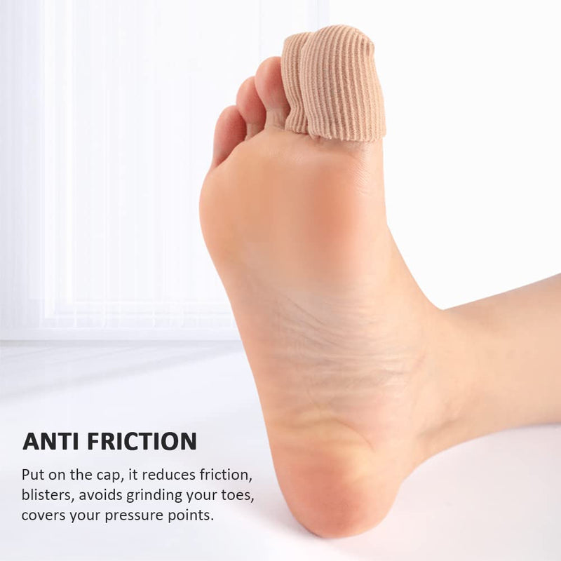[Australia] - Ssiyiya Gel Toe Protector Big Toe Soft Fabric Toe Protector Closed Caps Toe Cuffs Anti Friction Big Toe Protector for Men Women Foot Care 8 Pack Skin Tone 