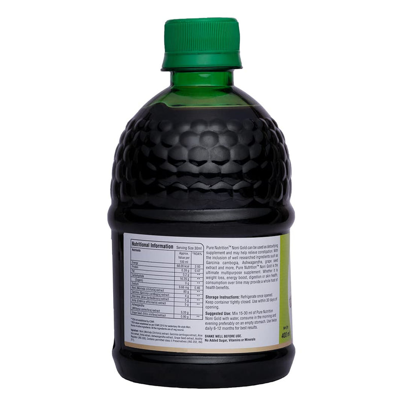 [Australia] - Pure Nutrition Noni Gold Noni Juice Concentrate with Garcinia, Aloe Vera, Amla, Ashwagandha and Grape Seed Extract- 400ml 13.5 Fl Oz (Pack of 1) 