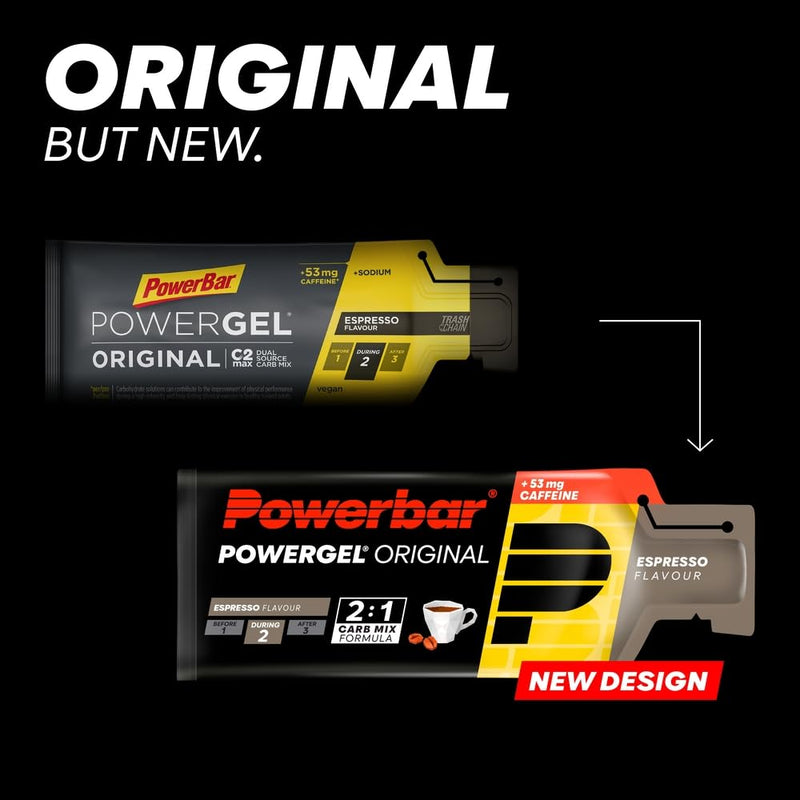 [Australia] - PowerBar - PowerGel Original - Espresso - 24x41g - High Carb Energy Gel - C2MAX - Sodium & 53mg Caffeine 41g (Pack of 24) 