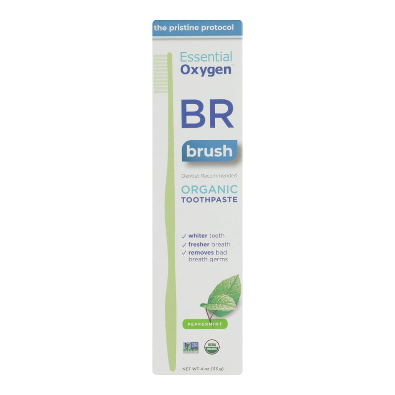 Essential Oxygen BR Organic Toothpaste Peppermint 4 oz 4 Ounce (Pack of 1)