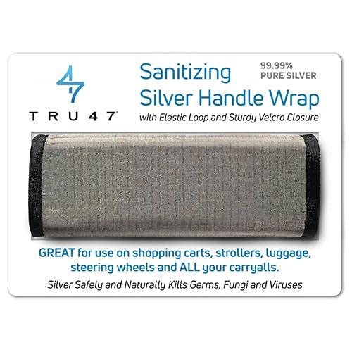 Silver Handle Cover Wrap - Sanitized Wrap For Travel/Smooth Silver Fabric/Secure Velcro/Highly Adjustable/Wrap and Cover Luggage, Strollers, And Shopping Carts in Crowded Public Spaces