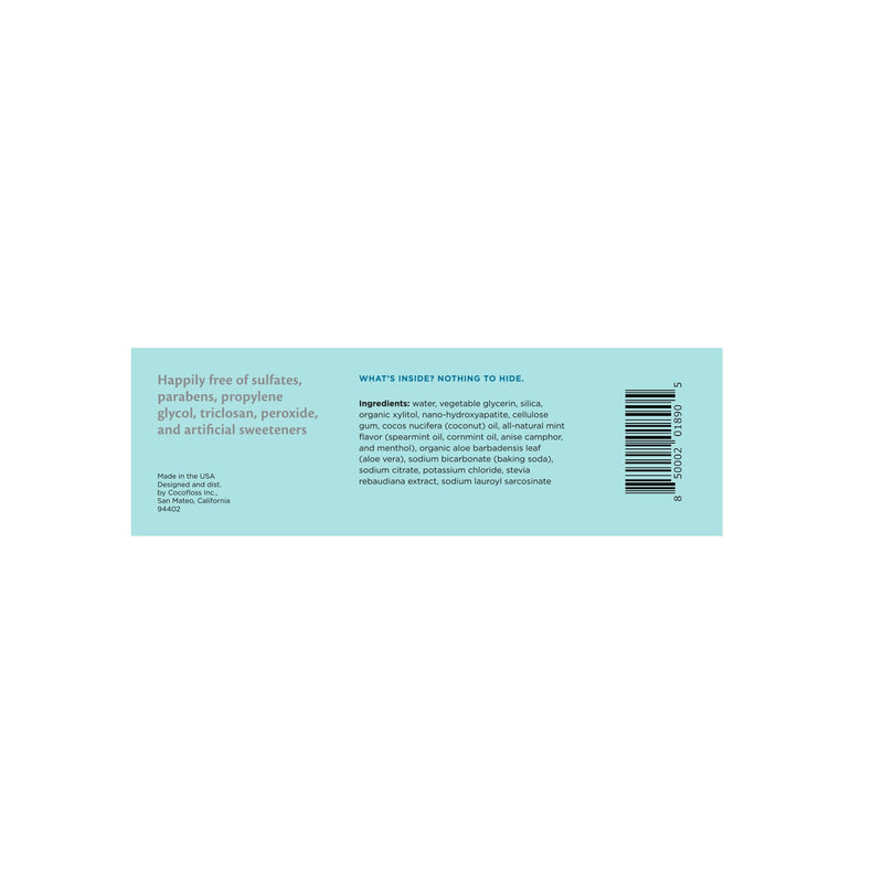 [Australia] - Cocofloss Cocoshine Whitening Toothpaste, Remineralize & Repair Sensitive Teeth, Fluoride-Free with n-HA, Kid-Friendly, Delicious Mint, 3.4 oz 