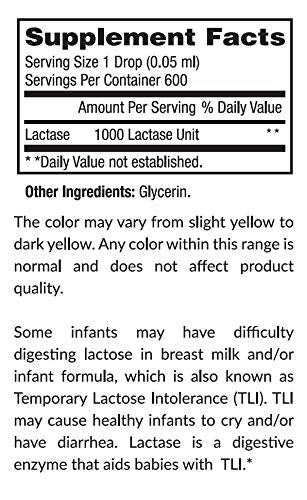 [Australia] - Kiddivit Baby Lactase Drops 1000 Units ‚Äì Gentle Digestive Support Enzyme Supplement ‚Äì 100 Daily Servings ‚Äì Built-in Dropper, Glass Bottle ‚Äì Gluten Free, Vegetarian, 1oz 