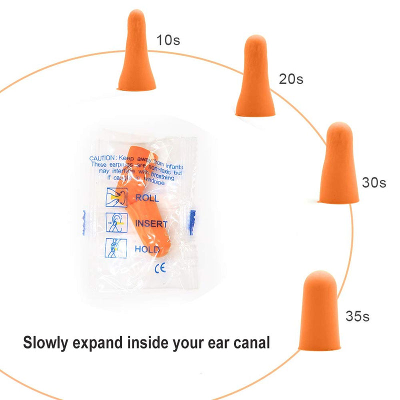 [Australia] - Quality Foam Earplugs 50 Pair- 32dB Noise Cancelling Disposable Individually Wrapped Packaged Bulk High Decibel Ear Plugs for Sleeping Travel Concert Shooting Hunting Study Work Construction Safety Orange 