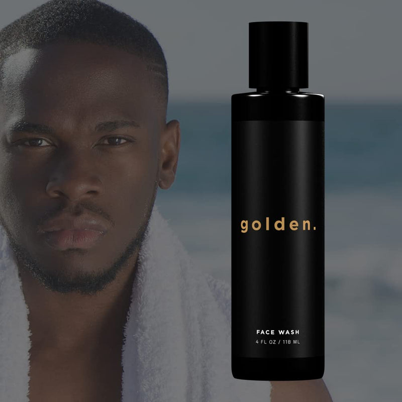 Golden Grooming Co. Men's Face Wash | Aloe Vera & Vitamin E | Natural Facial Cleanser for Sensitive & Oily Skin | Deep Cleansing & Hydrating Foam Wash, 4oz