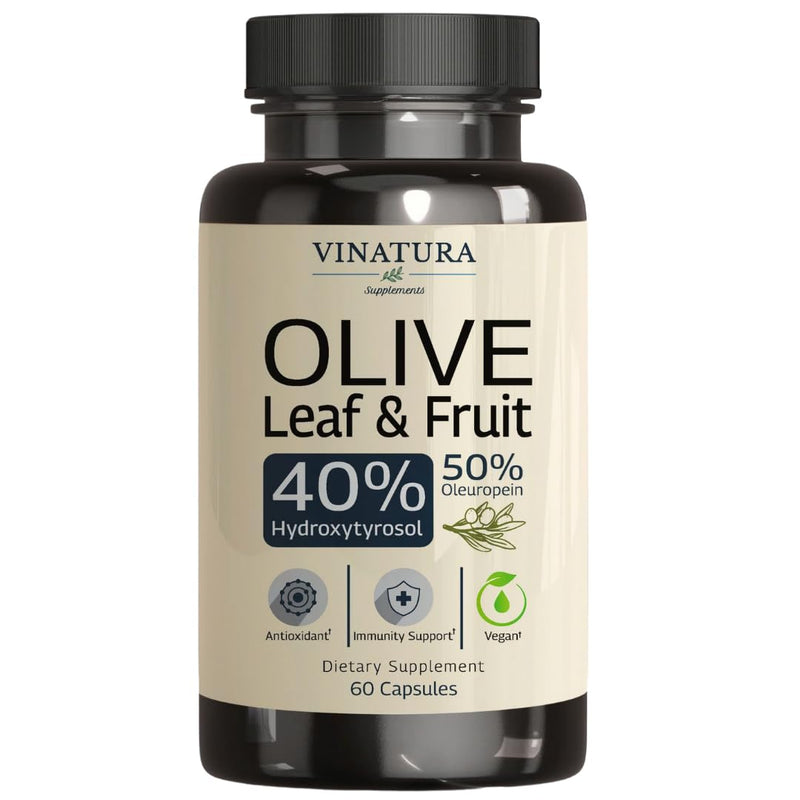 [Australia] - Hydroxytyrosol Supplement, Olive Leaf Extract - 40% Hydroxytyrosol Olive Fruit Extract, 50% Oleuropein Olive Leaf Extract Capsules - 60 Capsules 