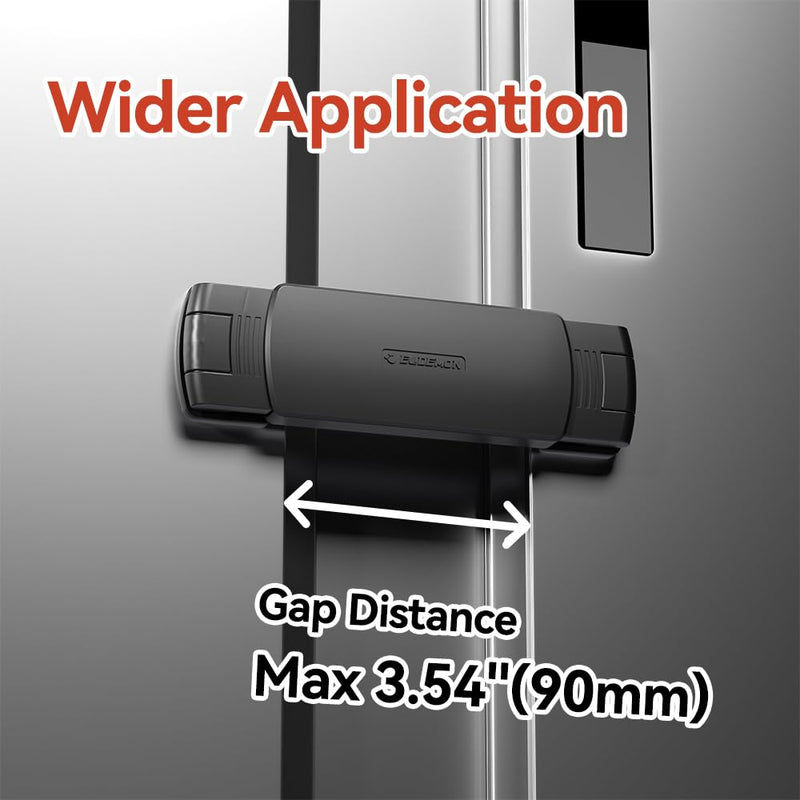 [Australia] - Mom's Choice Gold Awards Winner - EUDEMON 1 Pack Latest French Fridge Lock French Door Refrigerator/Freezer Lock Apply to Max 3.54"(90mm) Two Door Gap Distance for Kids & Babies,Easy to Install(Black) Black 