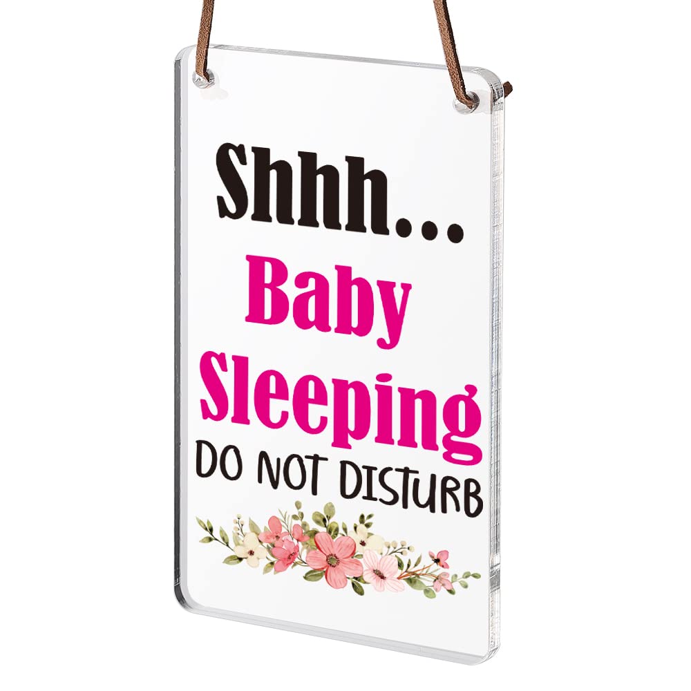 Shhh Baby Sleeping Do Not Disturb Sign, Baby Room Door Knob Hanger Sign, Used for Home, Baby Room, Nursery, Baby Shower, Party Gift for New Parent, Cute Baby Door Decoration, WAP1 Shhh Baby Sleeping