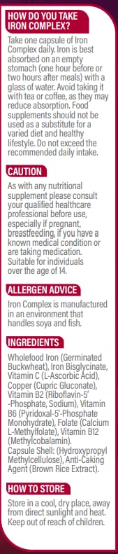 Revive Active Iron Complex - Gentle, Highly Absorbable Iron Bisglycinate with Vitamin C, B Vitamins, Copper & Folate - Supports Energy, Red Blood Cell Formation & Oxygen Transport - 30 Capsules