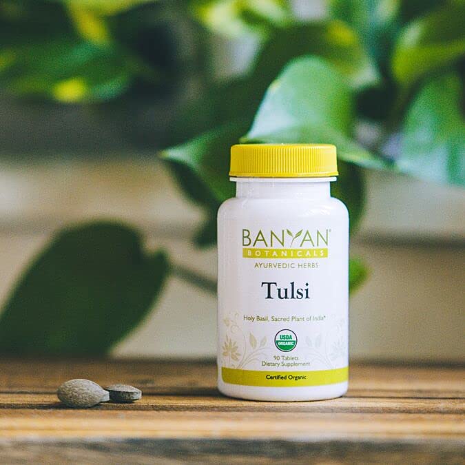 [Australia] - Banyan Botanicals Organic Tulsi, Holy Basil Tablets 90 ct - Adaptogen Supplement Promotes Optimal Function of The Lungs, Heart, & Digestion. Supports Stress Relief and Healthy Inflammatory Response** 