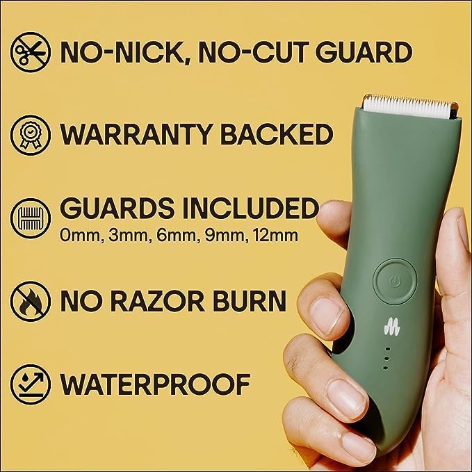 [Australia] - MERIDIAN - The Starter Package - Original Electric Body & Pubic Hair Trimmer Set, 1 Replacement Blade - Cordless, Waterproof, Rechargeable - for Men and Women - Easy & Pain-Free Grooming Kit - Sage Sage Trimmer + 1 Blade 