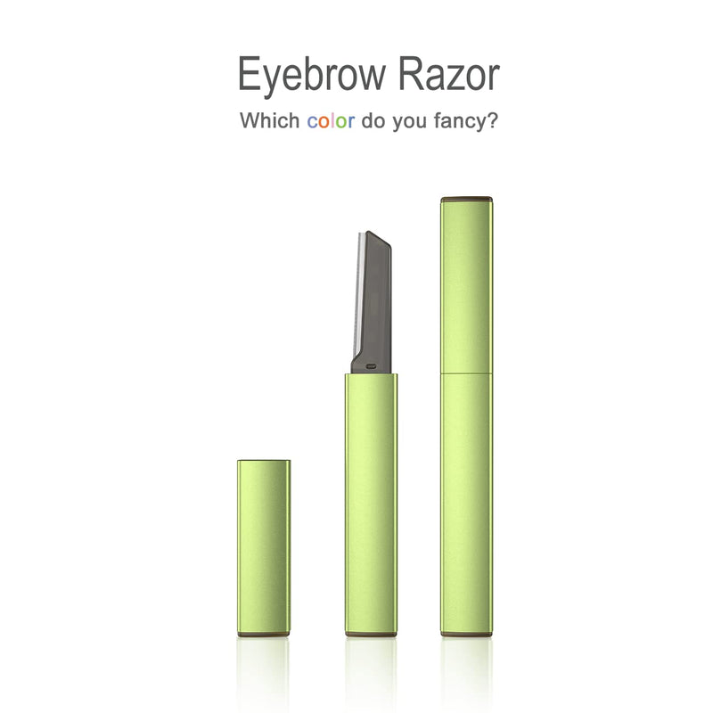 Exfoliating Eyebrow Razor Dermaplaning Tool Eyebrow Trimmer with 4 Replacement Blades, Facial Razors for Women Aluminum Alloy Handle & Stainless Steel Blade (green) green 1 Count (Pack of 1)
