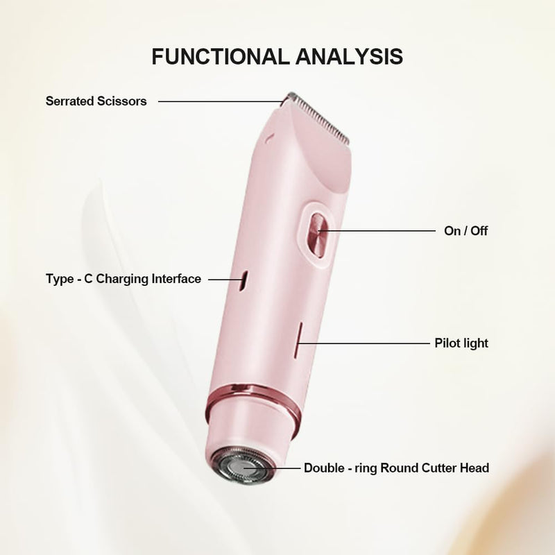 2 in 1 Womens Body Shaver,2025 Glow Aura Electric Razor, Dual Head Shaver Women, Electric Razor for Womens Legs, IPX7 Waterproof Wet & Dry Use Body Intimate Areas,Pink