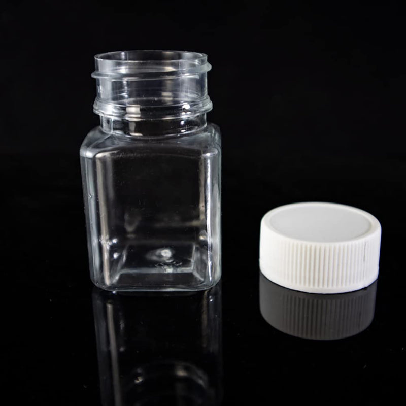 5 Pcs 80ml Empty Plastic Pill Bottles Clear Pill Dispenser Containers Solid Powder Storage Vials Square Liquid Sample Bottle for Crafts