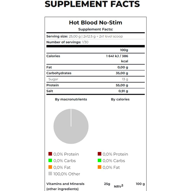Scitec Nutrition Hot Blood No-Stim – Stimulant-Free Pre-Workout – with Creatine –Nootropics – Beta-Alanine – Electrolytes – Antioxidant Complex, 375 g, Orange Juice