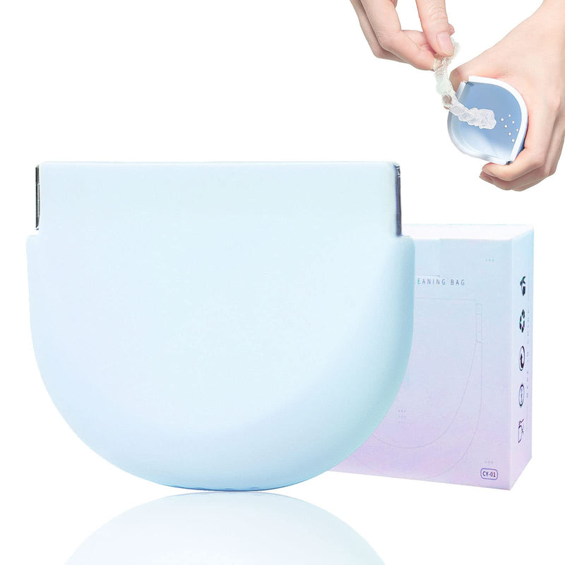 [Australia] - Silicone Retainer‚ÄÇCase with Lanyard Slim Cute Retainer Holder Dental Thin Container Braces Case for Girl Women Kids Men Travel Partial Denture Night Mouth Guard Aligner Case(Light Blue) Light Blue 