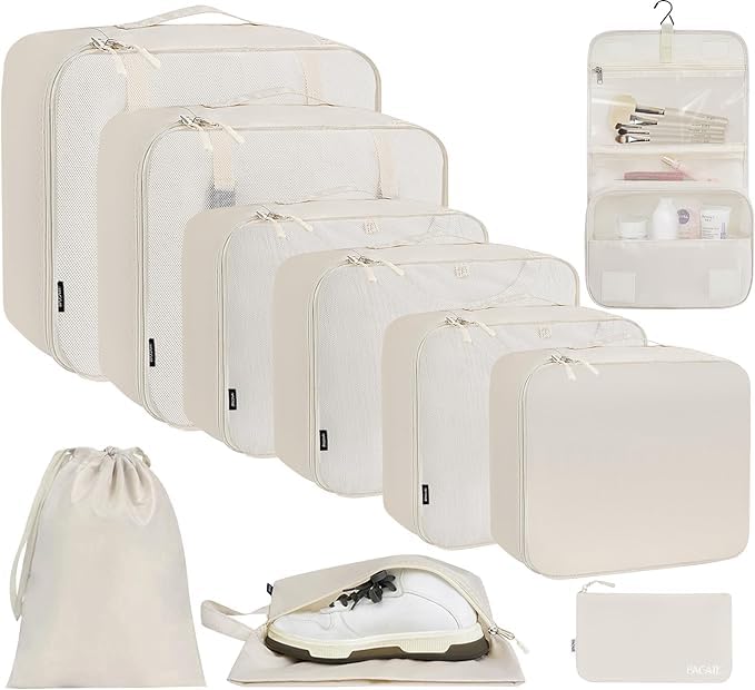 BAGAIL 10 Set Packing Cubes and Clear Bag Stadium Approved