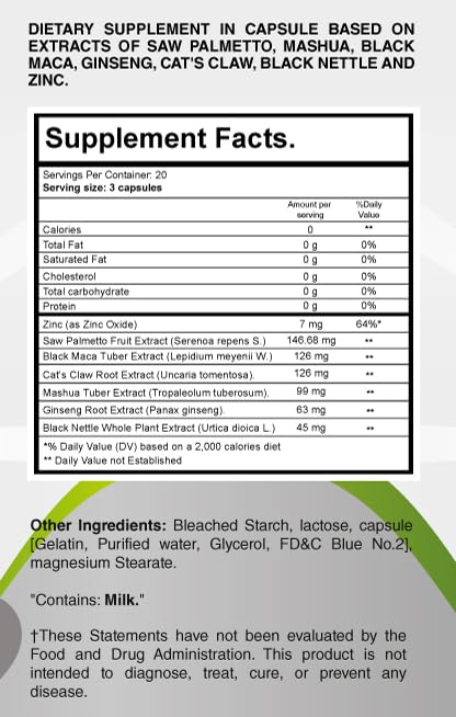 [Australia] - ProstaEros- Prostate Support Supplement - 7 Natural Ingredients - Black Maca, Saw Palmetto, Mashua, Cat's Claw, Gingseg, Black Nettle and Zinc Capsules 90 Count (Pack of 1) 90 Count (Pack of 1) 