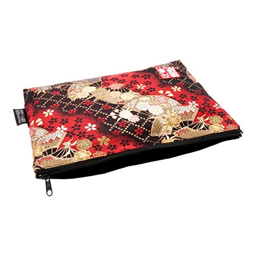 千糸繍院 Brocade zipper pouch, lined with Nishijin brocade, size M. (Beniogizakura)