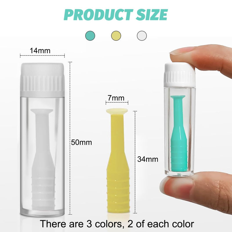 [Australia] - AFCJLTO Pack of 6 Silicone Lens Suckers for Hard & Soft Contact Lens Removal - Easy to Use with Contact Lens Removal Tool - Green, Yellow, White 