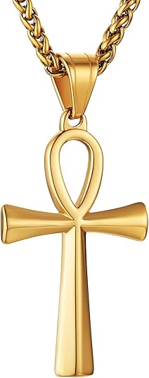 Egyptian Jewelry Men Women 18K Gold Plated Vintage The Key of The Nile Ankh Cross Pendant Necklace