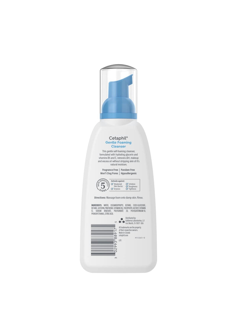 Cetaphil Oil Free Gentle Foaming Facial Cleanser, Sensitive Skin, 8 fl oz, 2 ct | Gentle Cleanser, Dry To Normal Skin, Fragrance Free, Hypoallergenic, Dermatologist Recommended, Glycerin, Vitamins B5 & E OLD, 8 oz Pack of 2