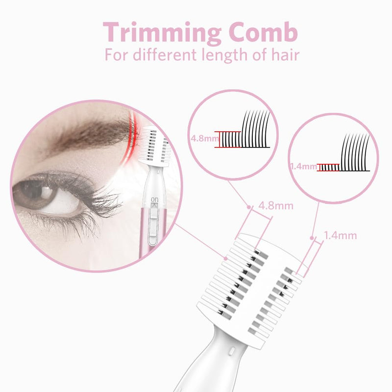 [Australia] - Funstant Precision Eyebrow Razor Battery Operated Eyebrow Trimmer for Face, Electric Facial Hair Trimmer for Women with Comb for Chin and Neck, No Pulling, Painless Pink Pink 