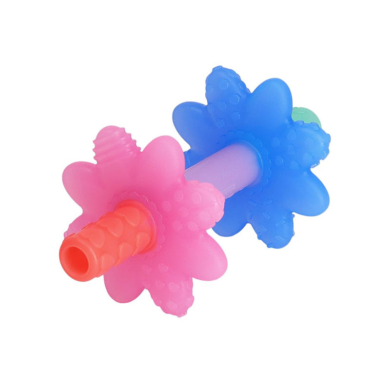 [Australia] - Itzy Ritzy Teensy Tube Teether; Textured Hollow Baby Teething Tube That Reaches Front Teeth & Back Molars, Made of Soft Silicone (Pink Rainbow) Pink Rainbow 