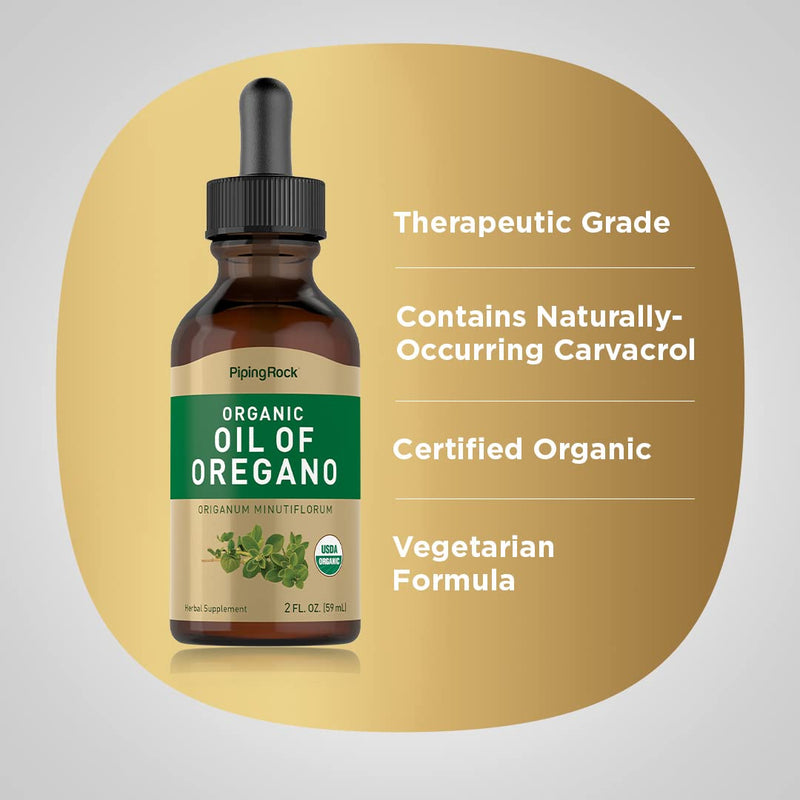 [Australia] - Piping Rock Oil of Oregano Organic Liquid Drops | 2 fl oz | with Extra Virgin Olive Oil | Herbal Extract Supplement | Non-GMO, Gluten Free 
