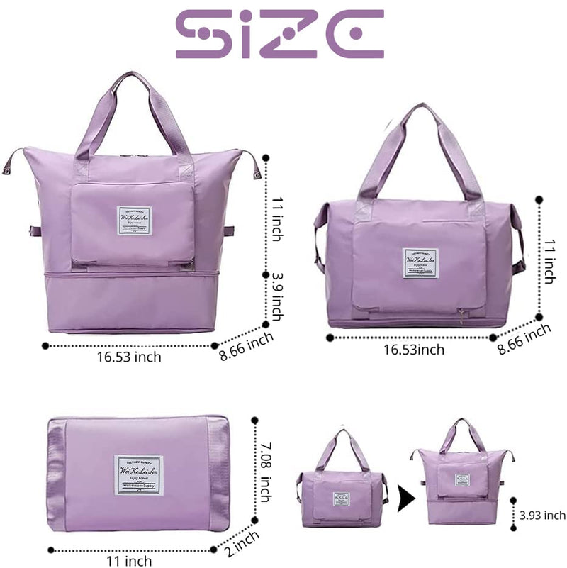 AYWVRBST Extra Large Capacity Foldable Travel Bag,Gift,Dry and Wet Separation Multifunctional Sports Shoulder Bag Lavender X-Large