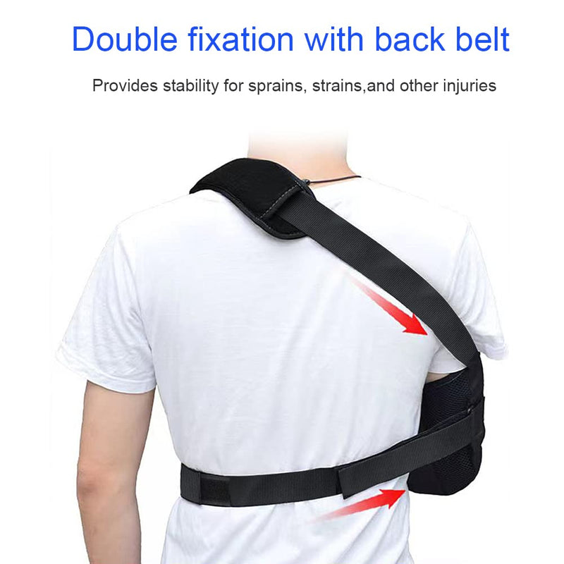 Arm Sling Shoulder immobilizer for Shoulder Injury with Back Belt Men & Women Shoulder Immobilizer Left and Right Arm Lightweight Rotator Cuff Arm Support for Elbow Wrist Injury -(Size L) Updated Large