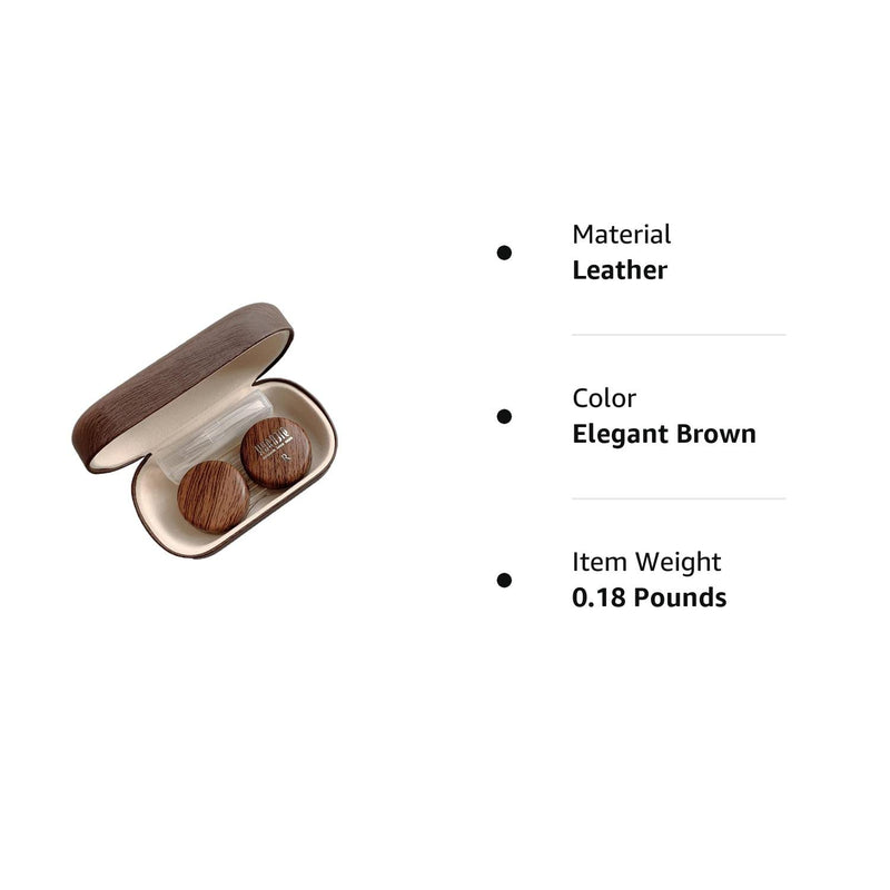 [Australia] - CARUNCOO Wood Grain Contact Lens Case Compact Eye Contact Case for Travelling Portable Contact Box with Mirror Rectangle，Cute Colorful Especially Elegant Brown 4 Piece Set 