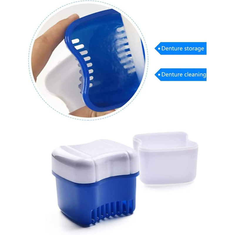 [Australia] - BTwood - Denture Bath Kit - Includes 2 Denture Bath Cups + 2 Denture Cleaner Brushes + 2 Strainer Baskets - Ideal for Dentures, Retainers & Mouthguards, 1.0 Fl Oz 