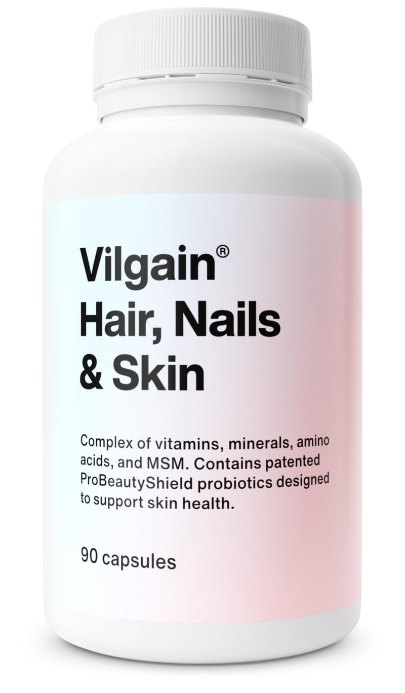 Vilgain Hair, Nails & Skin Complex ⁠-⁠ Probiotics, Vitamins and Minerals to Support The Health of Skin, Hair and Nails, in Vegetable Capsules