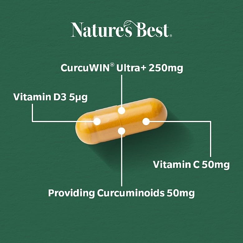 Nature’s Best Curcusorb+ - Highly Absorbable Curcumin Complex with Vitamin D3 & Vitamin C - Joint, Muscle, Cartilage & Immune Support - 60 Capsules (2 Month Supply)