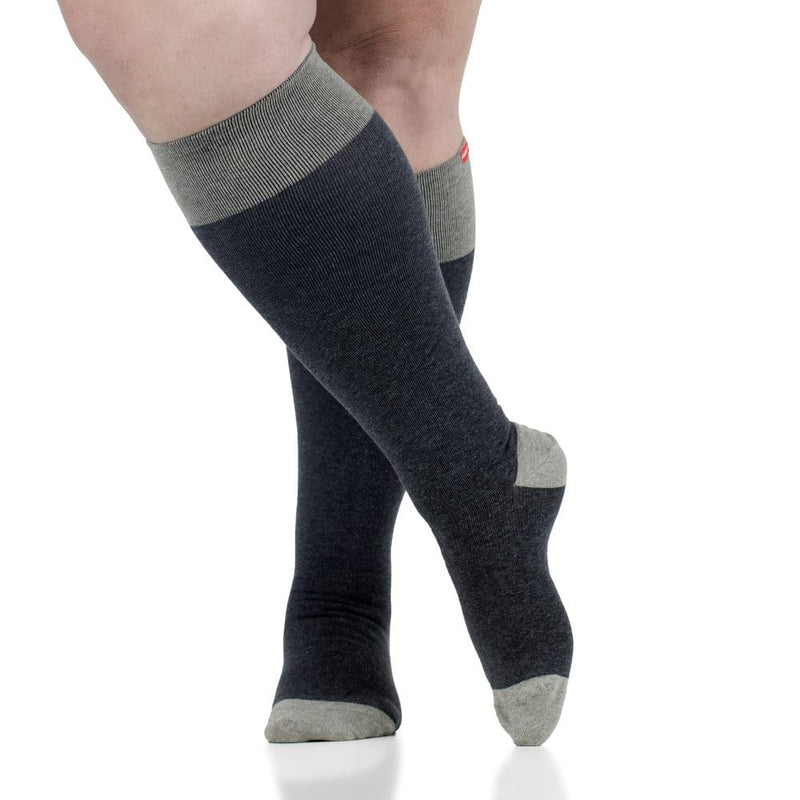 [Australia] - VIM & VIGR Cotton 15-20 mmHg Graduated Compression Socks for Women & Men (Heathered Grey & Dark Grey, Medium/Large (2)) Medium/Large (1 Pair) Heathered Grey & Dark Grey 