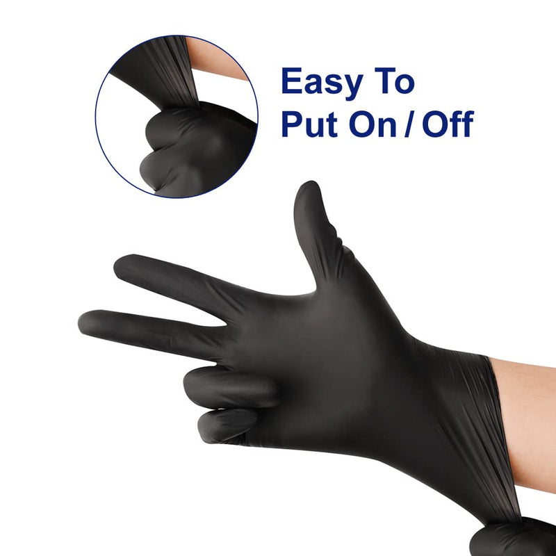 [Australia] - KKD Nitrile Gloves Disposable 100 Count 5.5 Mil Latex Free & Powder Free Gloves For Cooking, Cleaning, Insdustrial and Salon Use, Black, Large B-black-large (100 Count) 