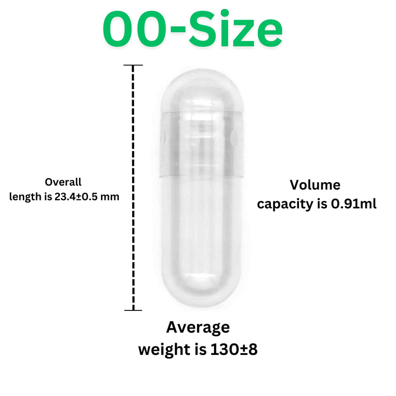 Vegetarian Empty Clear Capsules - Size 00-1000 Count - Vegan Plant Based Capsule Compatible with Capsule Filling Machine (Transparent)
