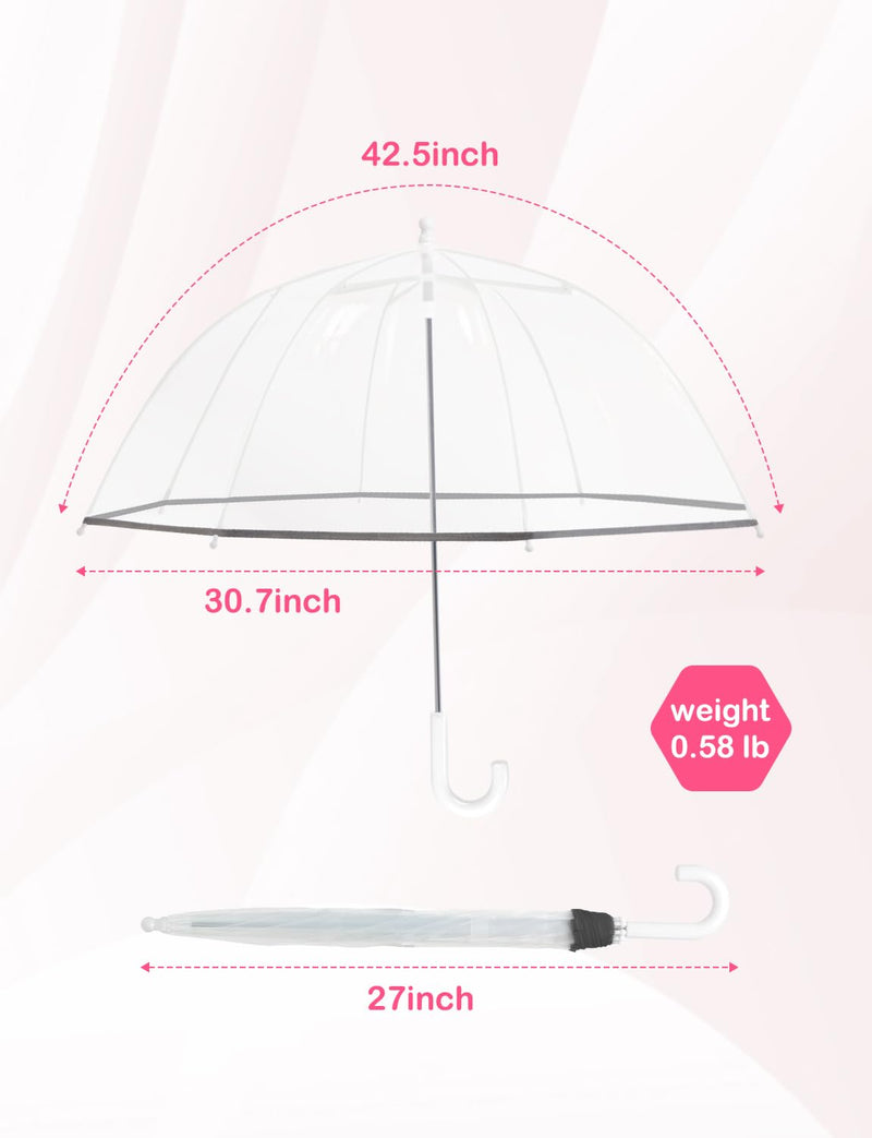 Kids Clear Umbrella-Thick POE Transparent Canopy, J-Handle, Jellyfish/Apollo Design, Large 78cm, Cute Rain Umbrella for Toddlers & Children 2pcs Clear