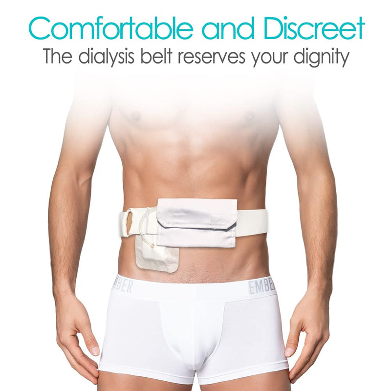 [Australia] - [2 Pack] Peritoneal Dialysis Belt Comfortable Cotton PD Catheter G-Tube Feeding Tube Peg Holder Dialysis Accessories for Stomach Women Men Adults White Medium (Pack of 2) 