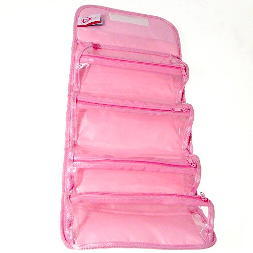 Betty Boop Pink Organizer Wrap Bag – Glittery Foldable Makeup & Storage Case with Clear Compartments – Cosmetic, Pencil, Jewelry, Toiletry & Accessory Gift Pouch for Women, Girls & Fans- Travel